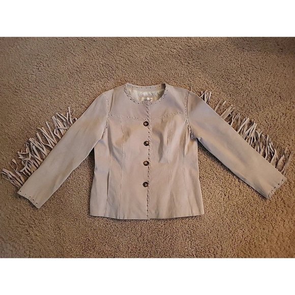 Native American Women's Western Real Leather Jacket With Fringe Hand Made Work - Picture 1 of 16